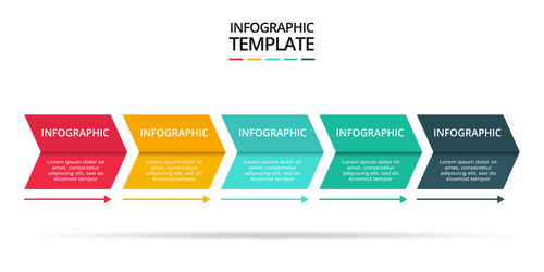 abstract arrows graph diagram with 5 steps vector