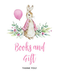 books and gift poster with watercolor pink peter Vector Image