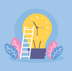 Clock time bulb stairs Royalty Free Vector Image