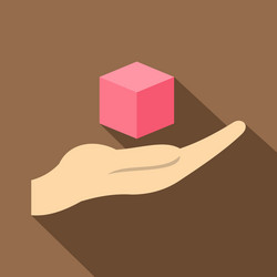 Pink cube 3d model icon flat style vector