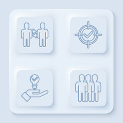set line project team base target and check mark vector image