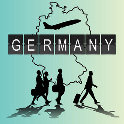 silhouette people on germany digital board vector