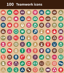 teamwork 100 icons universal set for web and ui vector image
