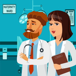 Gynecologist at hospital cartoon Royalty Free Vector Image