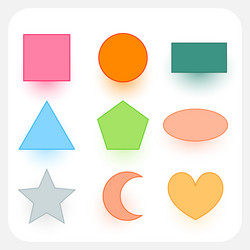 Line style colorful basic geometric shapes in set vector