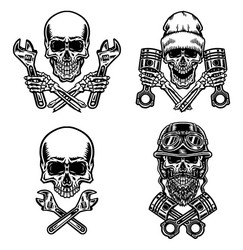 Motorcycle Skull Set Vector Image