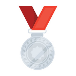 silver medal on a red ribbonthe award for second vector