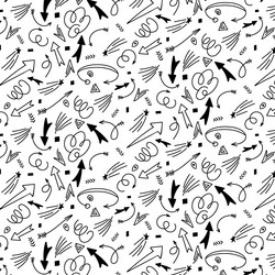 pattern of doodle elements arrows lines graphics vector image