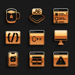 Set software mysql code browser with exclamation vector