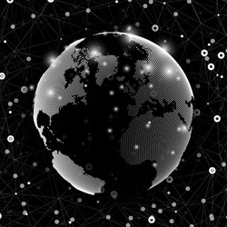 world globe global network molecule structure vector image