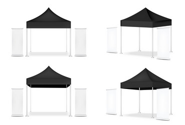 3d mock up realistic tent display pop booth vector