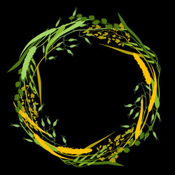 wreath with herbs and cereal grass silhouettes Vector Image