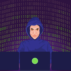 hacker using the internet hacked computer server vector image