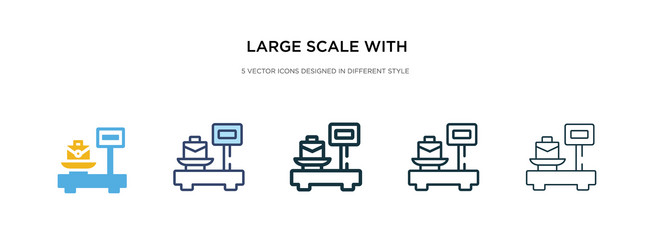 large scale with suitcase icon in different style vector