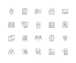 microblogging line icons collection tweeting vector