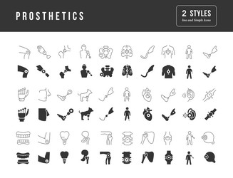 Set of simple icons prosthetics vector