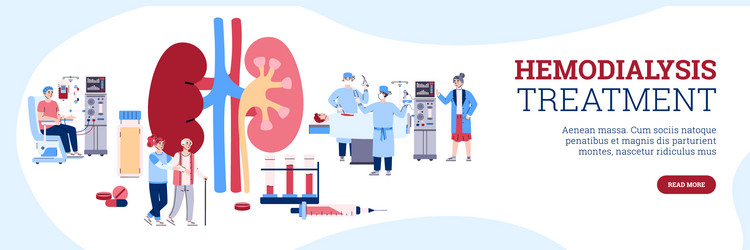 Hemodialysis or kidney dialysis procedure cartoon vector