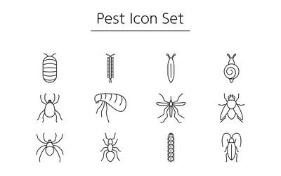 Simple icon set of unpleasant pests cockroaches vector