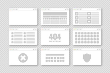 web browser window pages layout with toolbar vector image