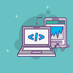 laptop code programm interface mobile report vector image