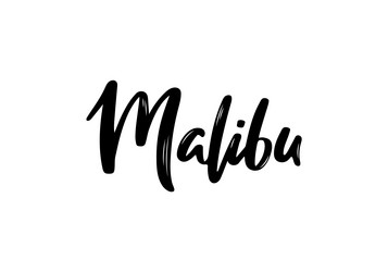 malibu ca lettering handwritten city name vector