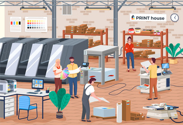 Modern Printing House Equipment vector image