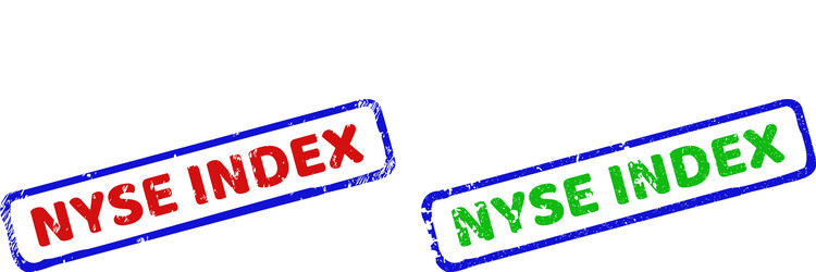 Nyse index bicolor rough rectangular seals vector