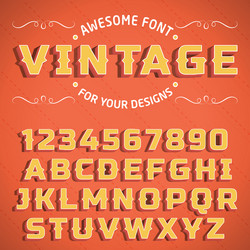 Retro 3D Font with Shadow Effect vector image