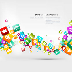 Abstract music background with notes and app icons vector