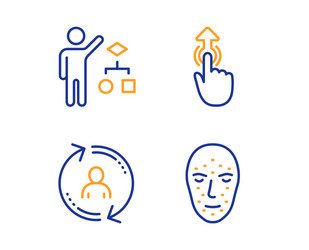 Algorithm swipe up and user info icons set face vector
