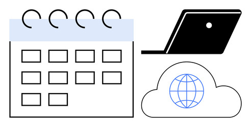digital scheduling and cloud computing calendar vector image