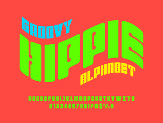 Psychedelic Alphabet Font - Retro Vibes vector image