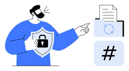 secure file management concept with shield vector image