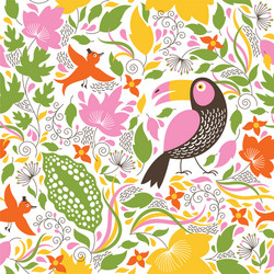 Tropical Floral Birds Background Vector Image