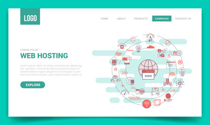 web or website hosting concept with circle icon vector