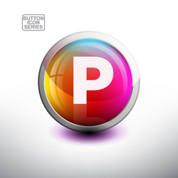 Alphabet in glossy button for web icon vector