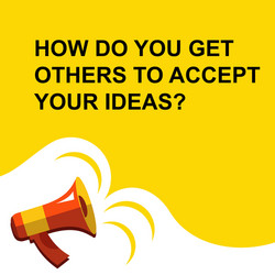 megaphone with how do you get others to accept vector image
