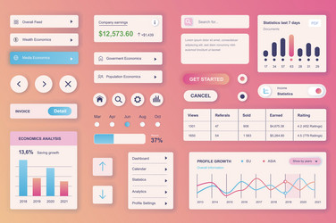 user interface elements set for finance mobile app vector image