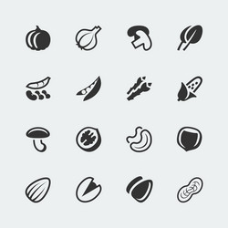 vegetables and nuts mini icons set vector