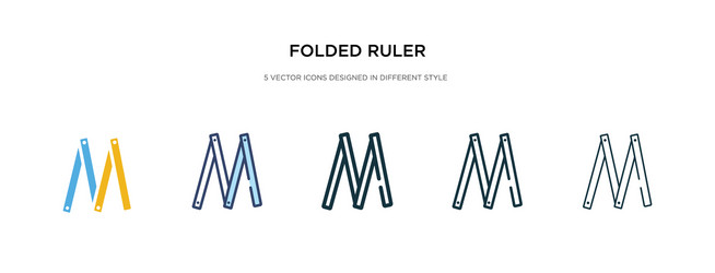 folded ruler icon in different style two colored vector image