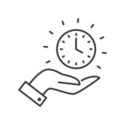 outline clock timer on the palm hand icon simple vector image