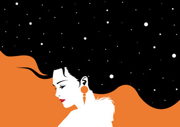 Portrait beauty woman with night sky and stars vector