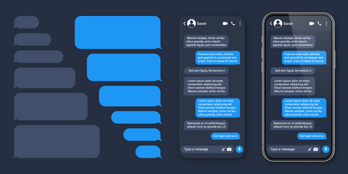 realistic smartphone with messaging app sms text vector image