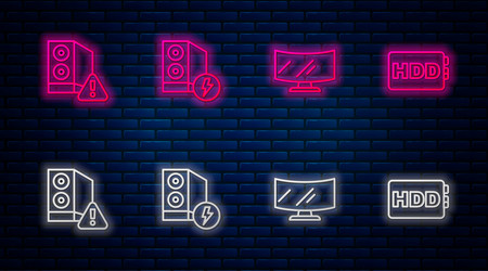set line case of computer monitor screen vector image
