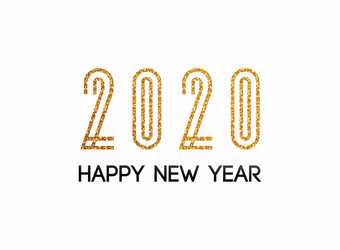 2020 new year text golden with bright sparkles vector