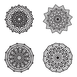 Set bundle black and white mandala element Vector Image