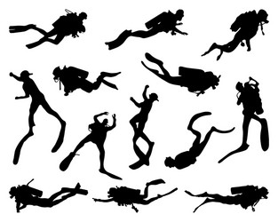 Black Diver Silhouettes Vector Image