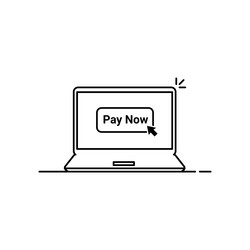 click on pay now button linear laptop flat vector