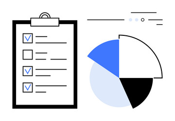 data analysis with checklist and pie chart vector image
