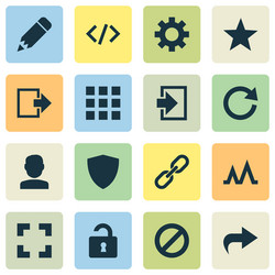 interface icons set with apps activity user vector image